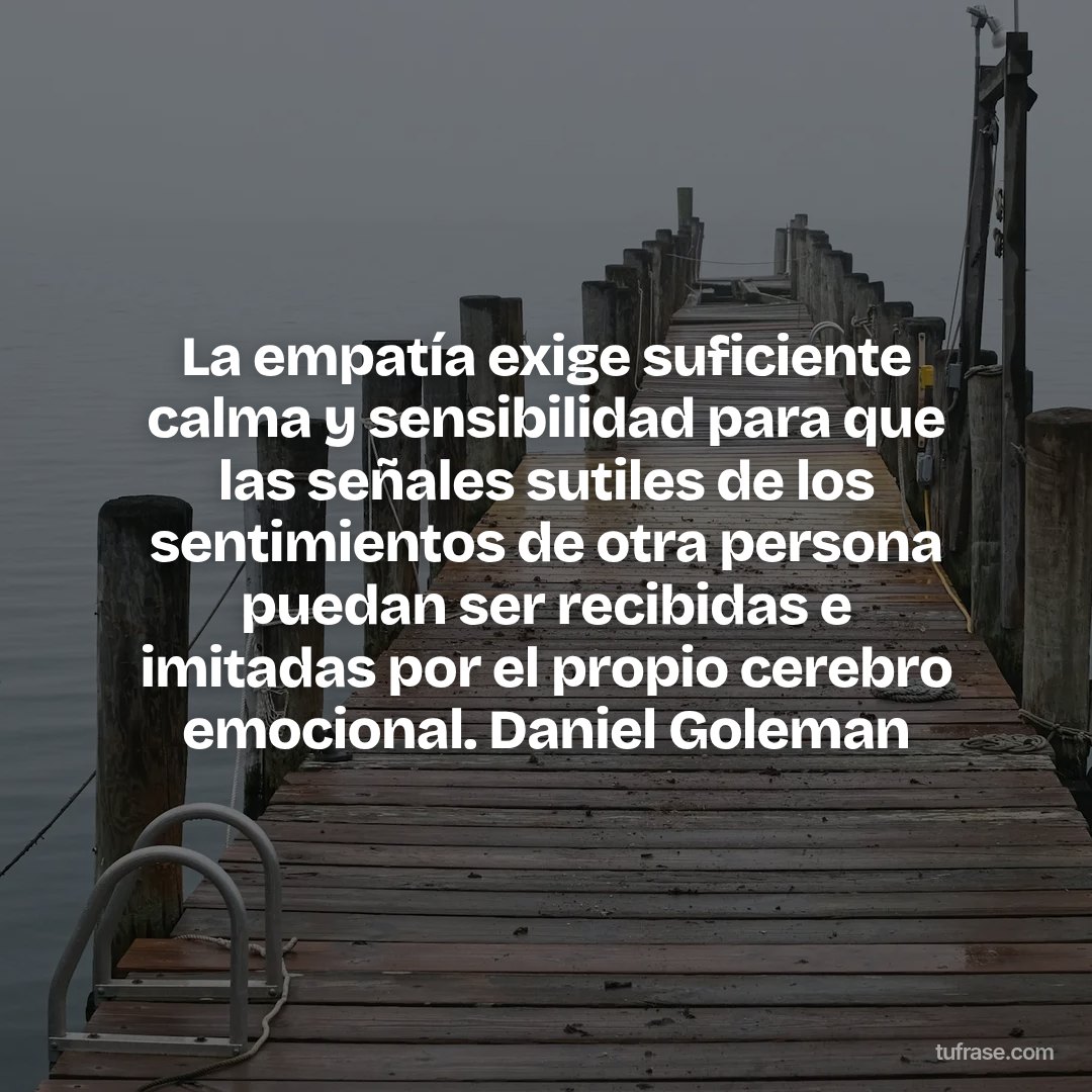 La empatía exige suficiente calma y sensibilidad para que las señales sutiles de los sentimientos de otra persona puedan ser recibidas e imitadas por el propio cerebro emocional. Daniel Goleman