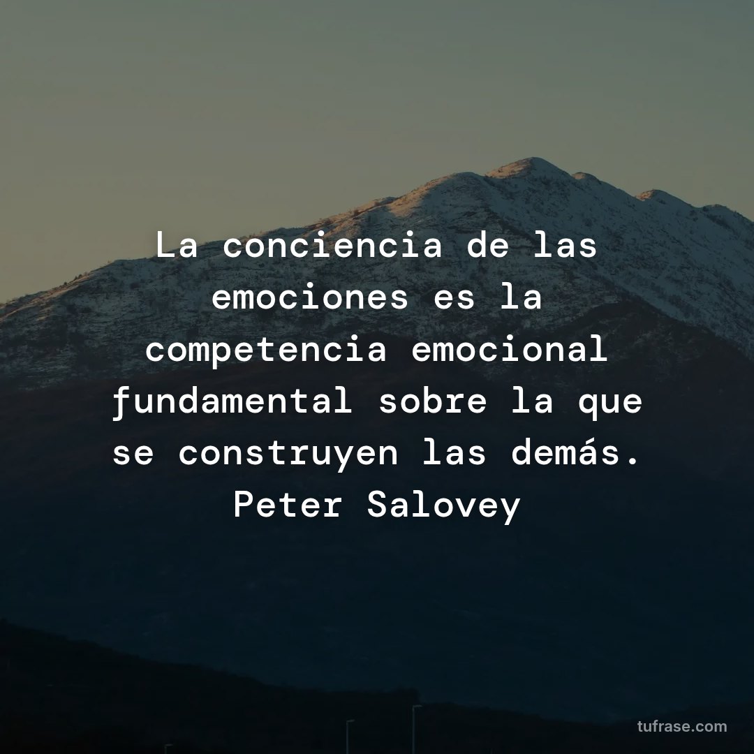 La conciencia de las emociones es la competencia emocional fundamental sobre la que se construyen las demás. Peter Salovey
