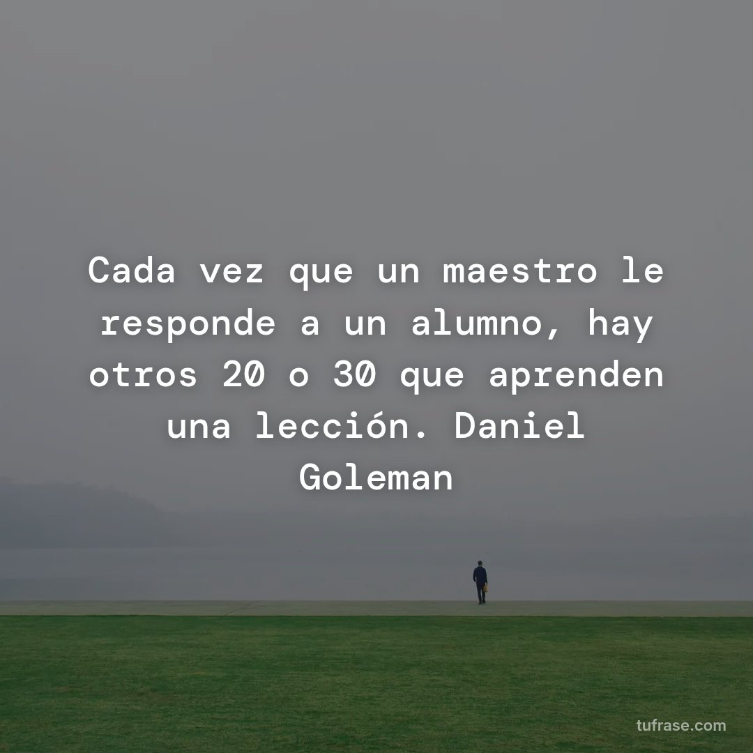 Cada vez que un maestro le responde a un alumno, hay otros 20 o 30 que aprenden una lección. Daniel Goleman
