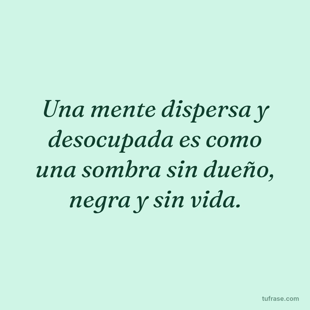 Una mente dispersa y desocupada es como una sombra sin dueño, negra y sin vida.