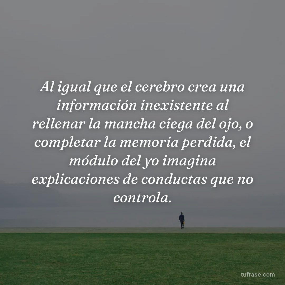 Al igual que el cerebro crea una información inexistente al rellenar la mancha ciega del ojo, o completar la memoria perdida, el módulo del yo imagina explicaciones de conductas que no controla.