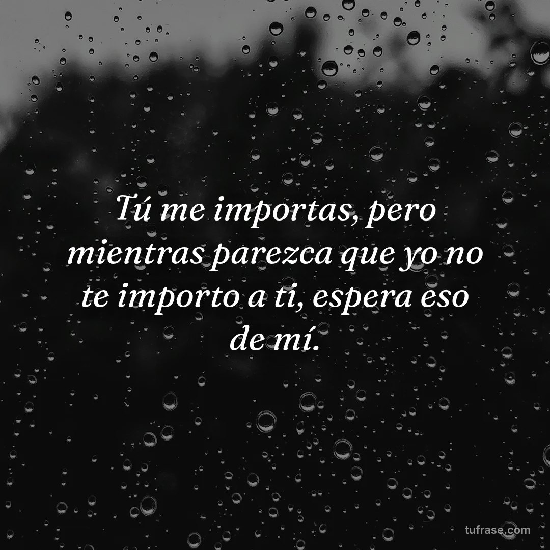 Tú me importas, pero mientras parezca que yo no te importo a ti, espera eso de mí.