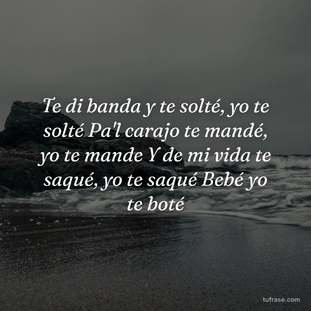Te di banda y te solté, yo te solté Pa'l carajo te mandé, yo te mande Y de mi vida te saqué, yo te saqué Bebé yo te boté