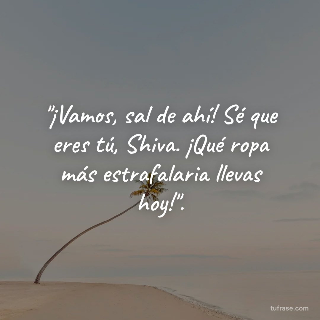 "¡Vamos, sal de ahí! Sé que eres tú, Shiva. ¡Qué ropa más estrafalaria llevas hoy!".