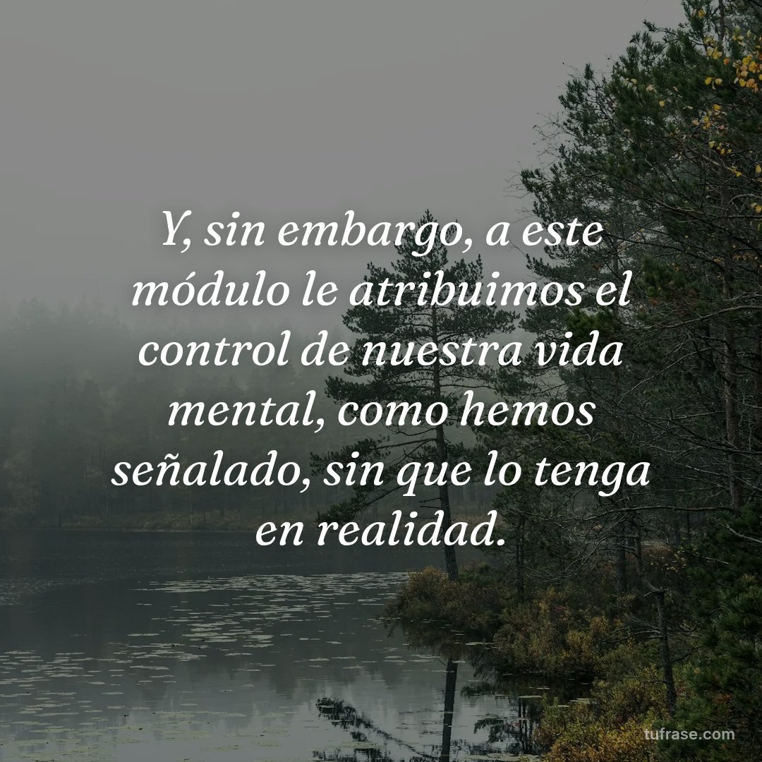 Y, sin embargo, a este módulo le atribuimos el control de nuestra vida mental, como hemos señalado, sin que lo tenga en realidad.