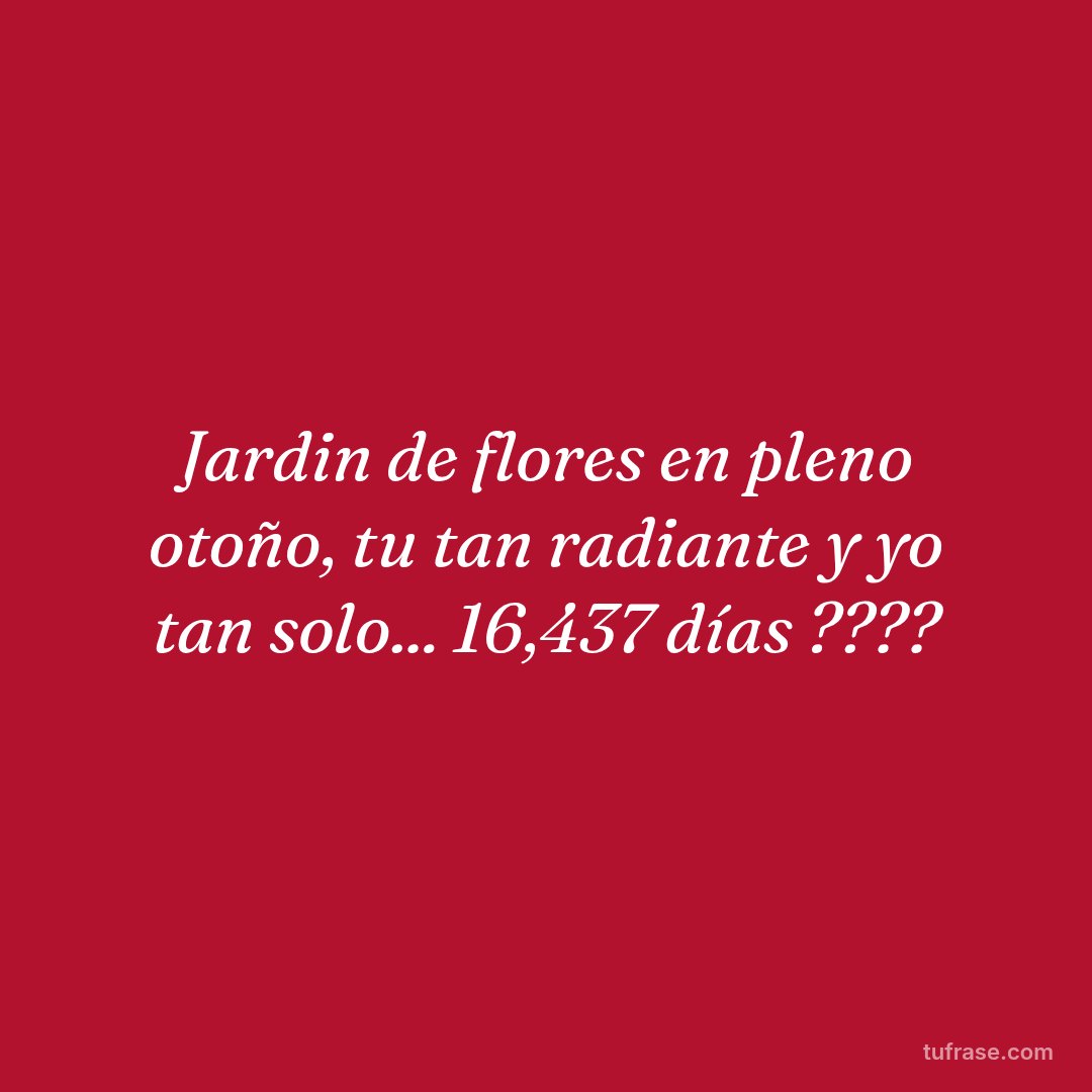 Jardin de flores en pleno otoño, tu tan radiante y yo tan solo... 16,437 días ????