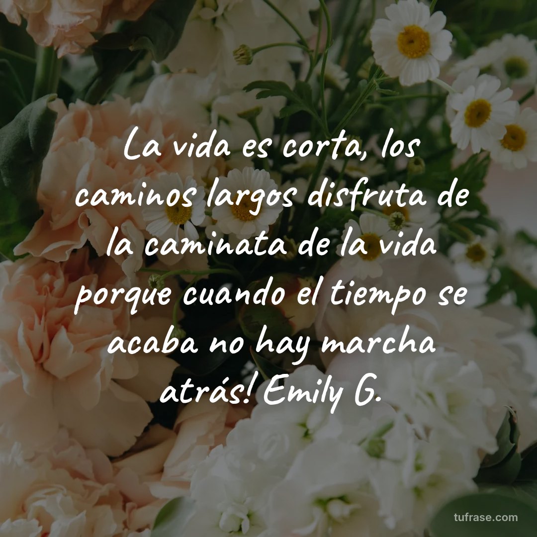 La vida es corta, los caminos largos disfruta de la caminata de la vida porque cuando el tiempo se acaba no hay marcha atrás! Emily G.
