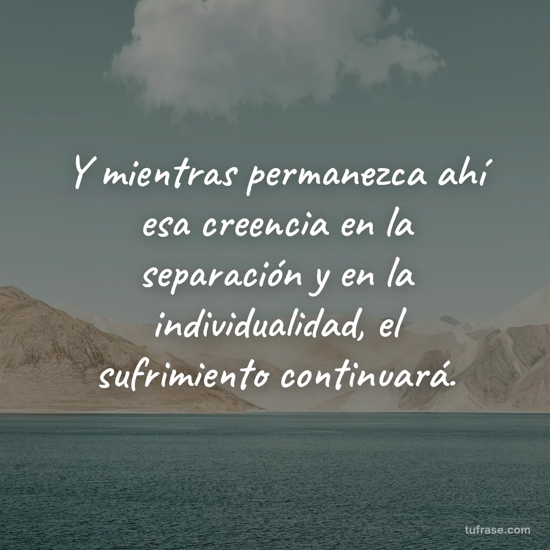 Y mientras permanezca ahí esa creencia en la separación y en la individualidad, el sufrimiento continuará.