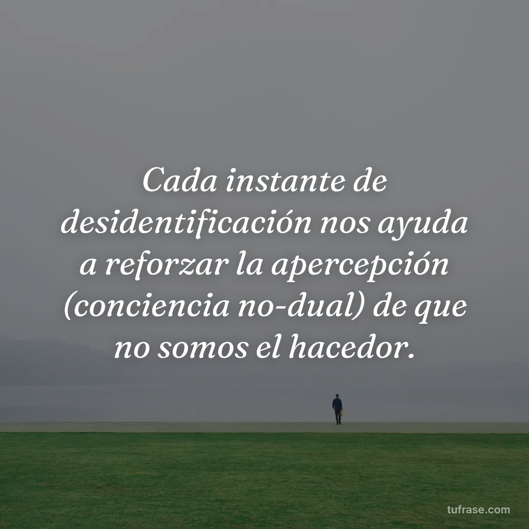 Cada instante de desidentificación nos ayuda a reforzar la apercepción (conciencia no-dual) de que no somos el hacedor.