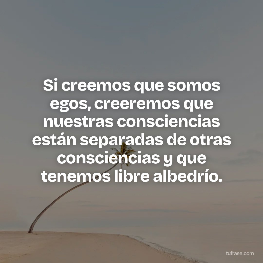 Si creemos que somos egos, creeremos que nuestras consciencias están separadas de otras consciencias y que tenemos libre albedrío.