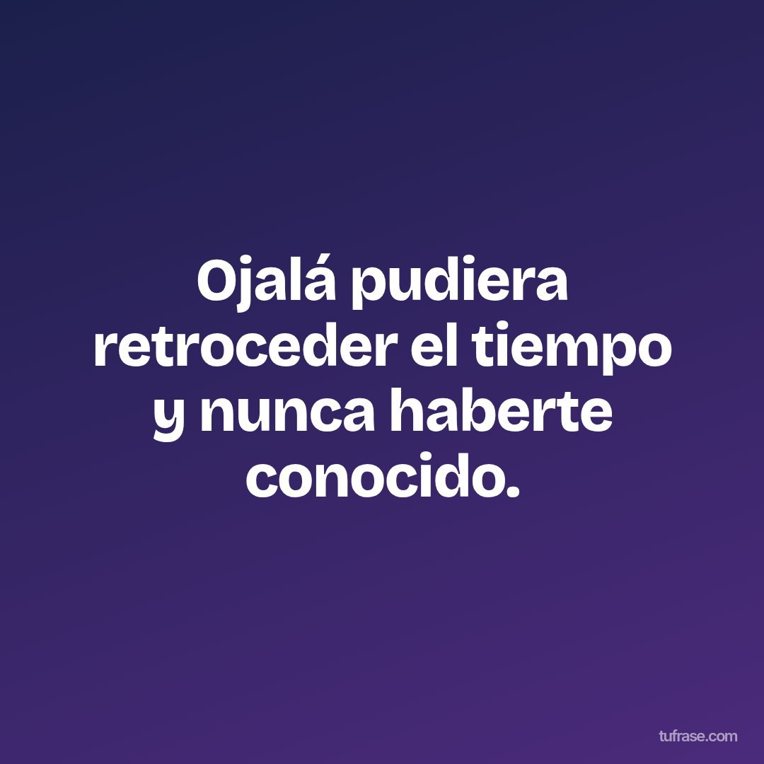 Ojalá pudiera retroceder el tiempo y nunca haberte conocido.