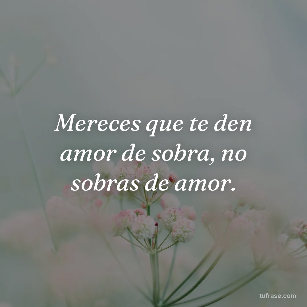 Mereces que te den amor de sobra, no sobras de amor.