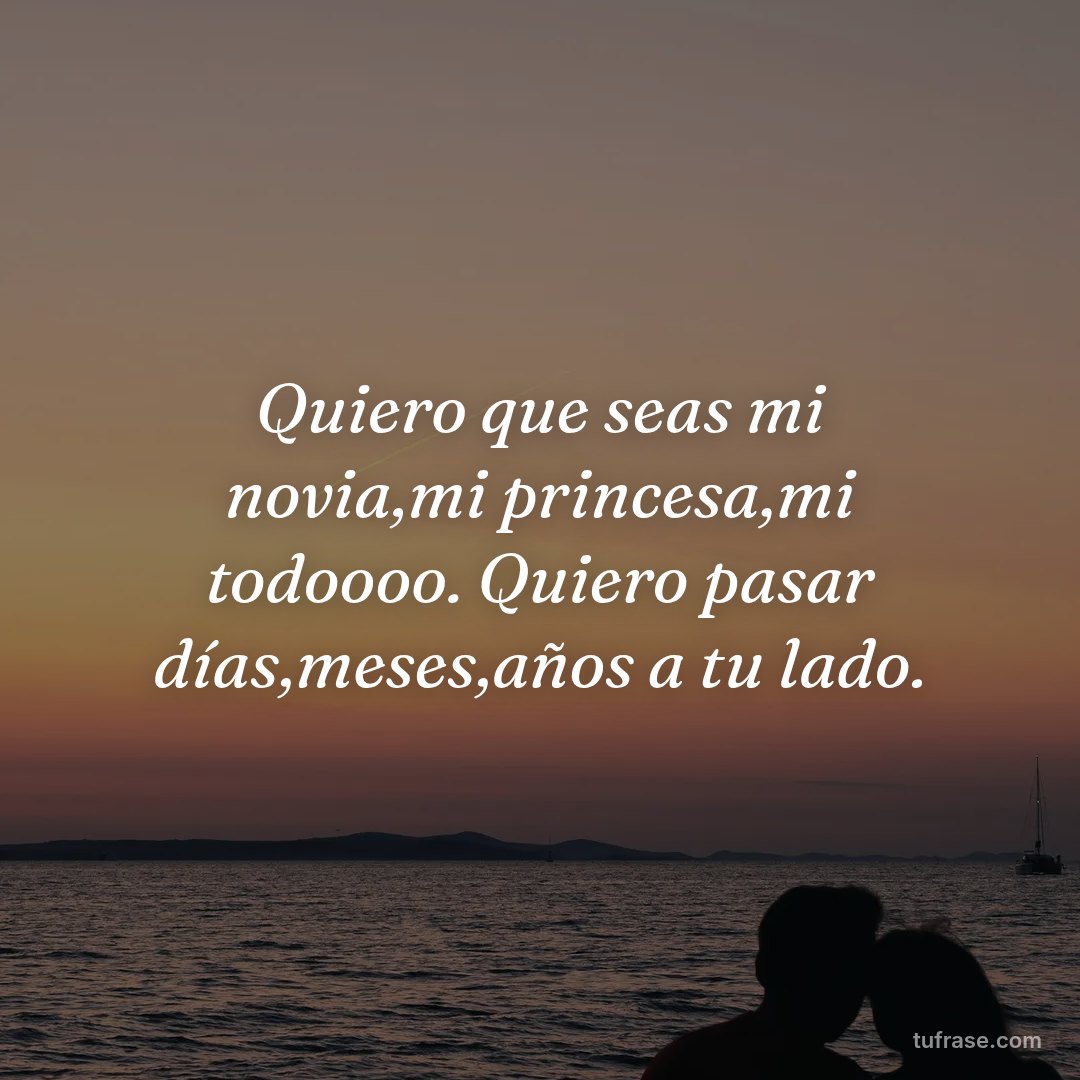Quiero que seas mi novia,mi princesa,mi todoooo. Quiero pasar días,meses,años a tu lado.