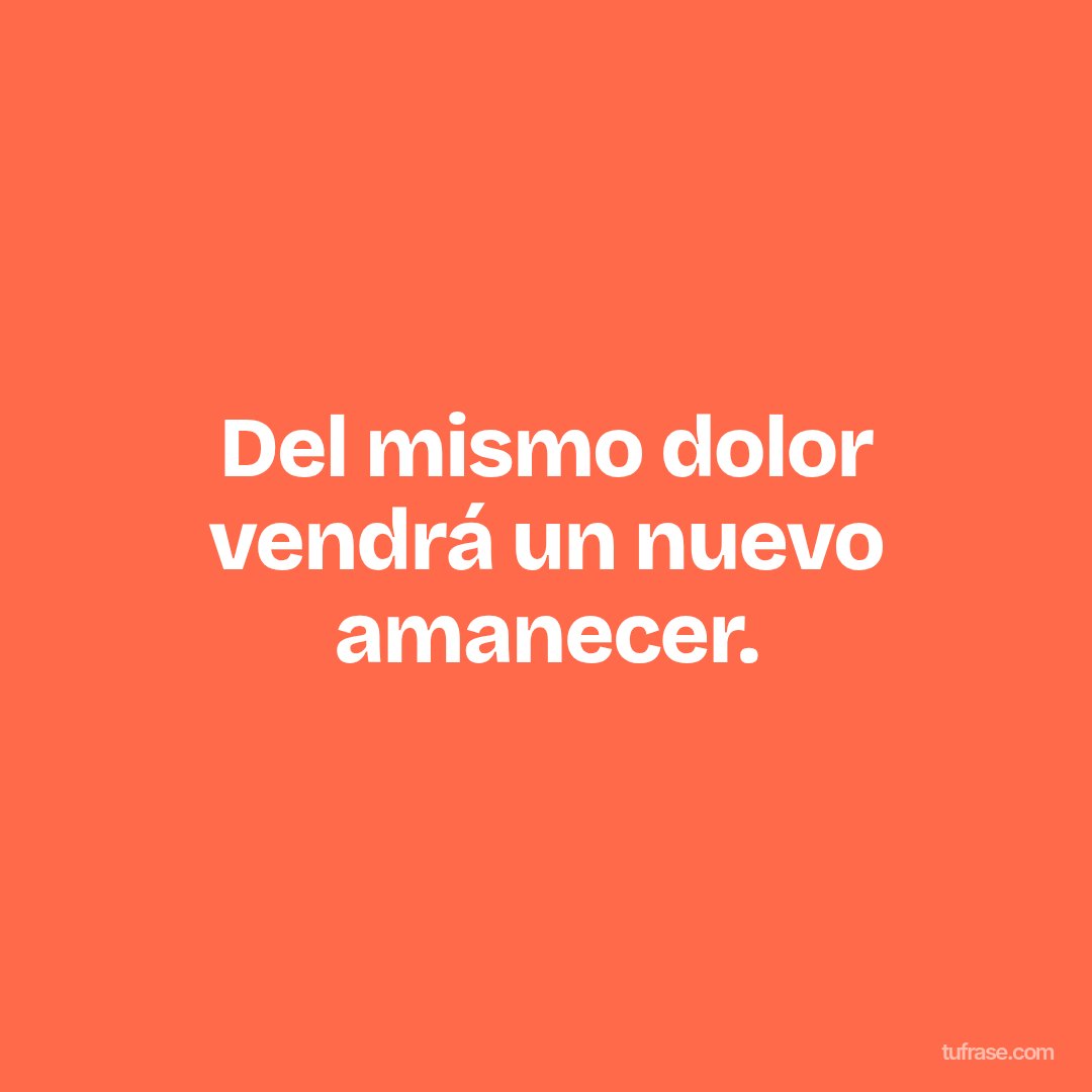Del mismo dolor vendrá un nuevo amanecer.