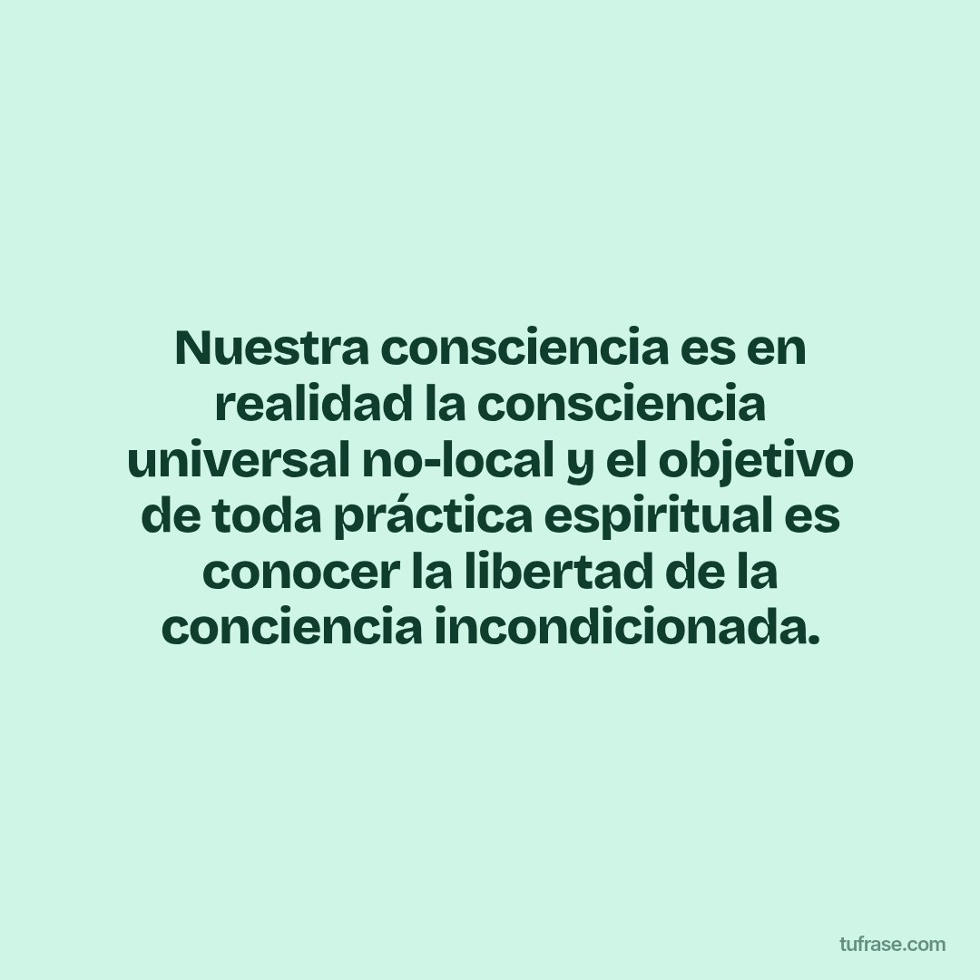 Nuestra consciencia es en realidad la consciencia universal no-local y el objetivo de toda práctica espiritual es conocer la libertad de la conciencia incondicionada.