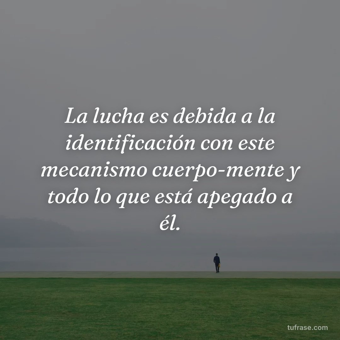 La lucha es debida a la identificación con este mecanismo cuerpo-mente y todo lo que está apegado a él.
