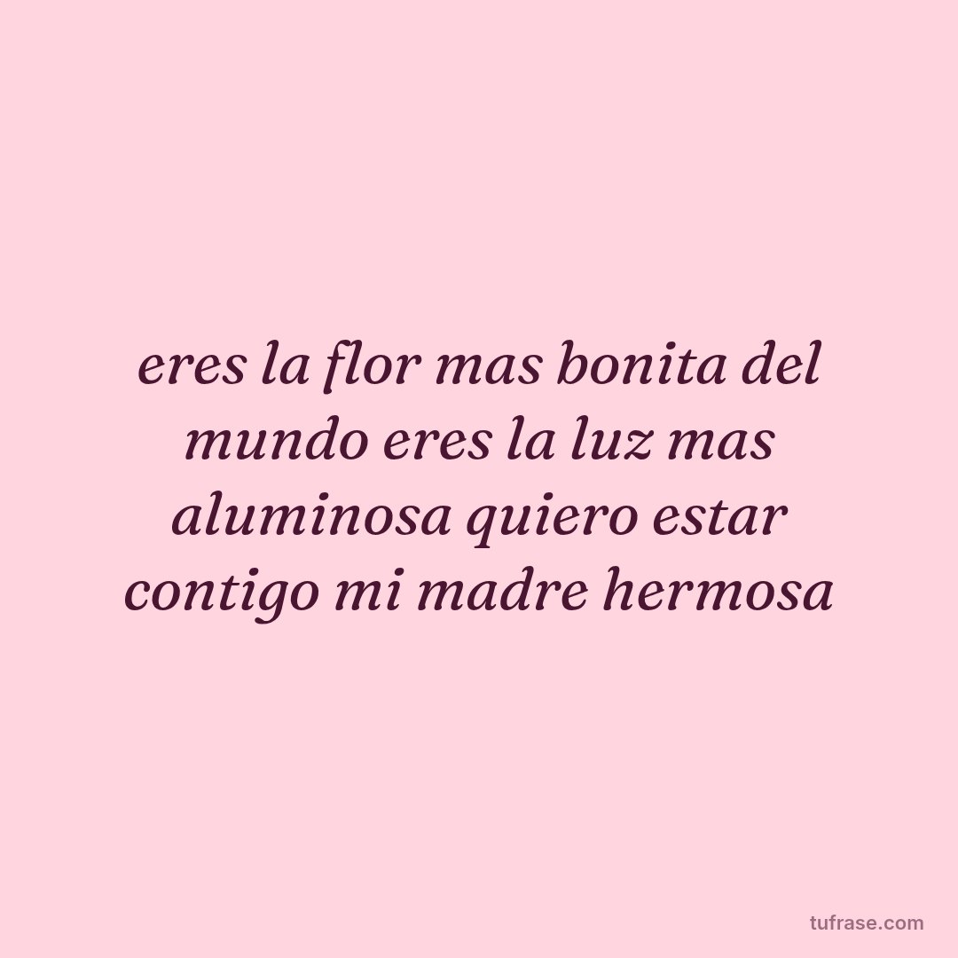 eres la flor mas bonita del mundo eres la luz mas aluminosa quiero estar contigo mi madre hermosa