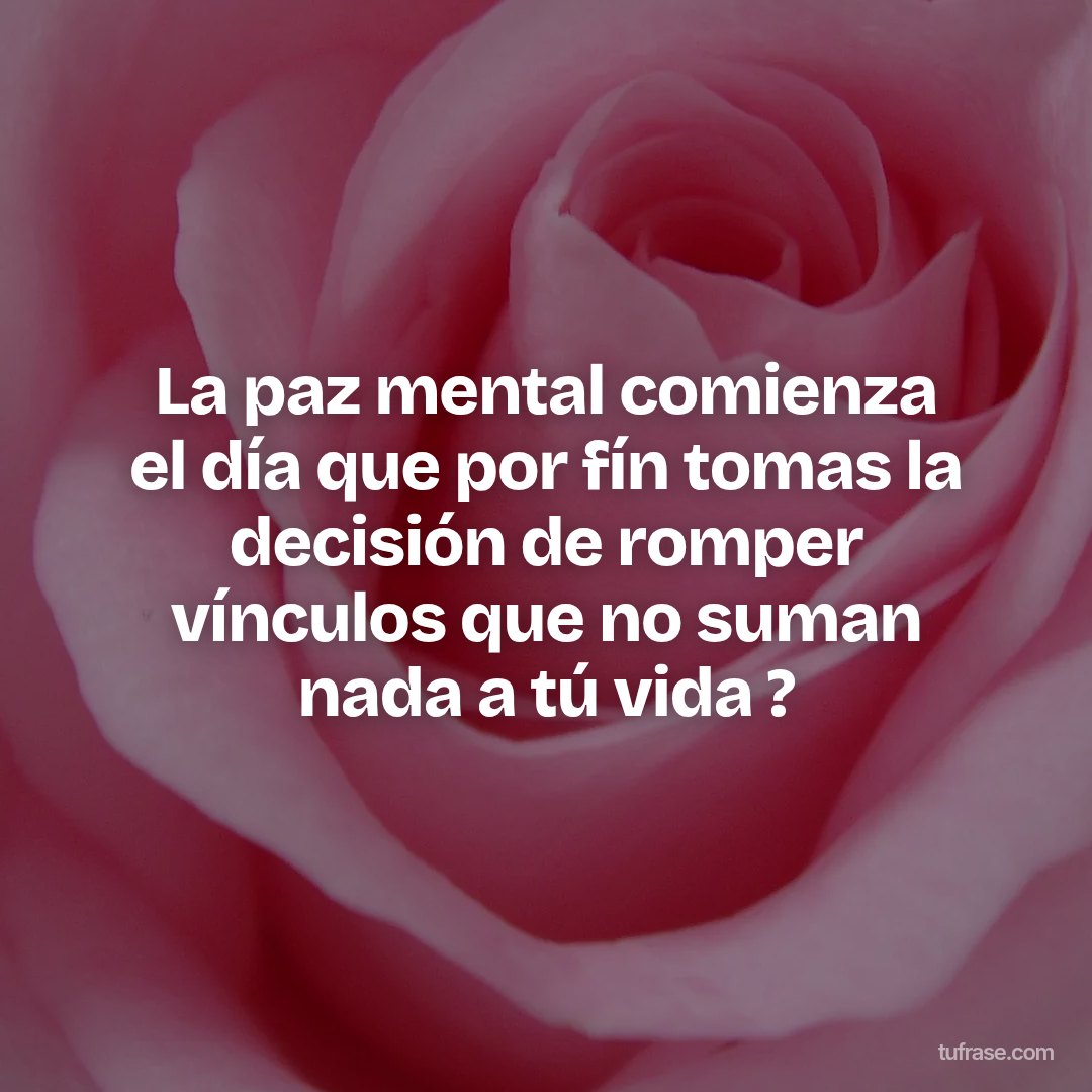 La paz mental comienza el día que por fín tomas la decisión de romper vínculos que no suman nada a tú vida ?