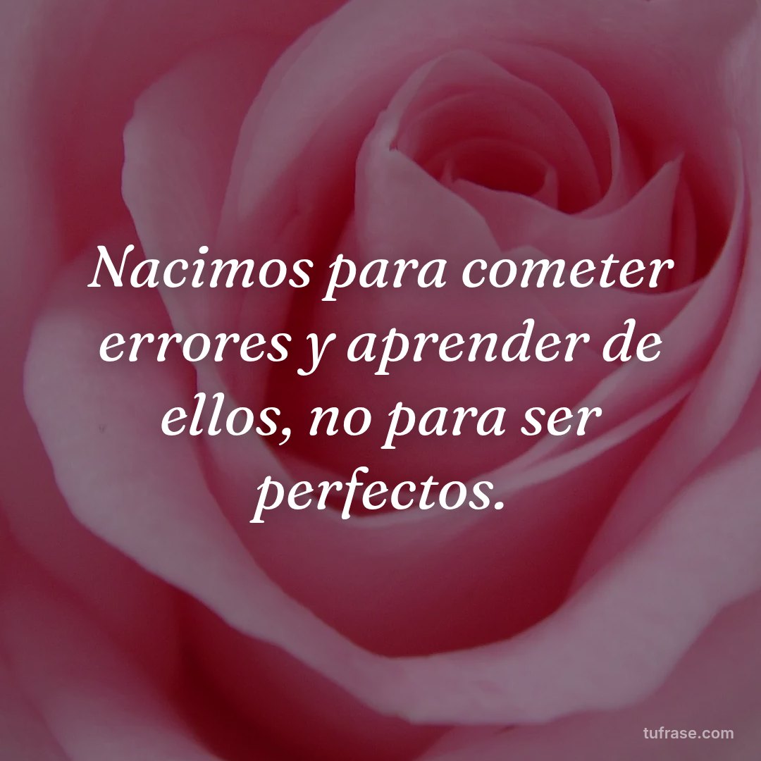Nacimos para cometer errores y aprender de ellos, no para ser perfectos.