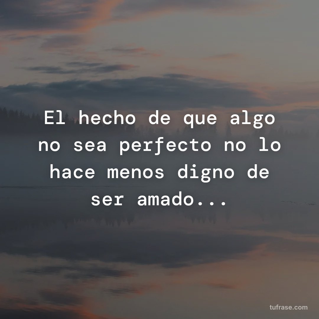 El hecho de que algo no sea perfecto no lo hace menos digno de ser amado...