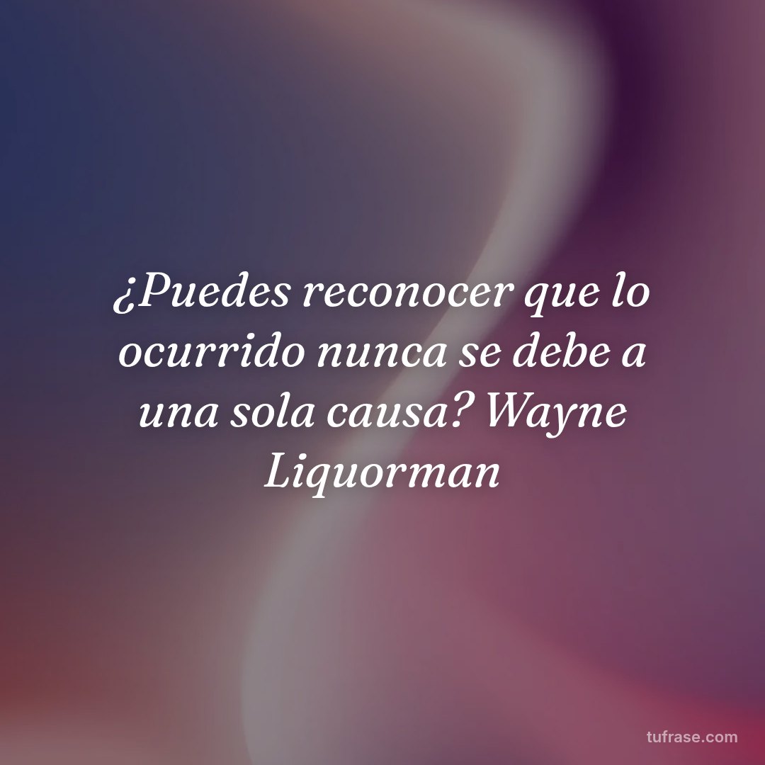 ¿Puedes reconocer que lo ocurrido nunca se debe a una sola causa? Wayne Liquorman