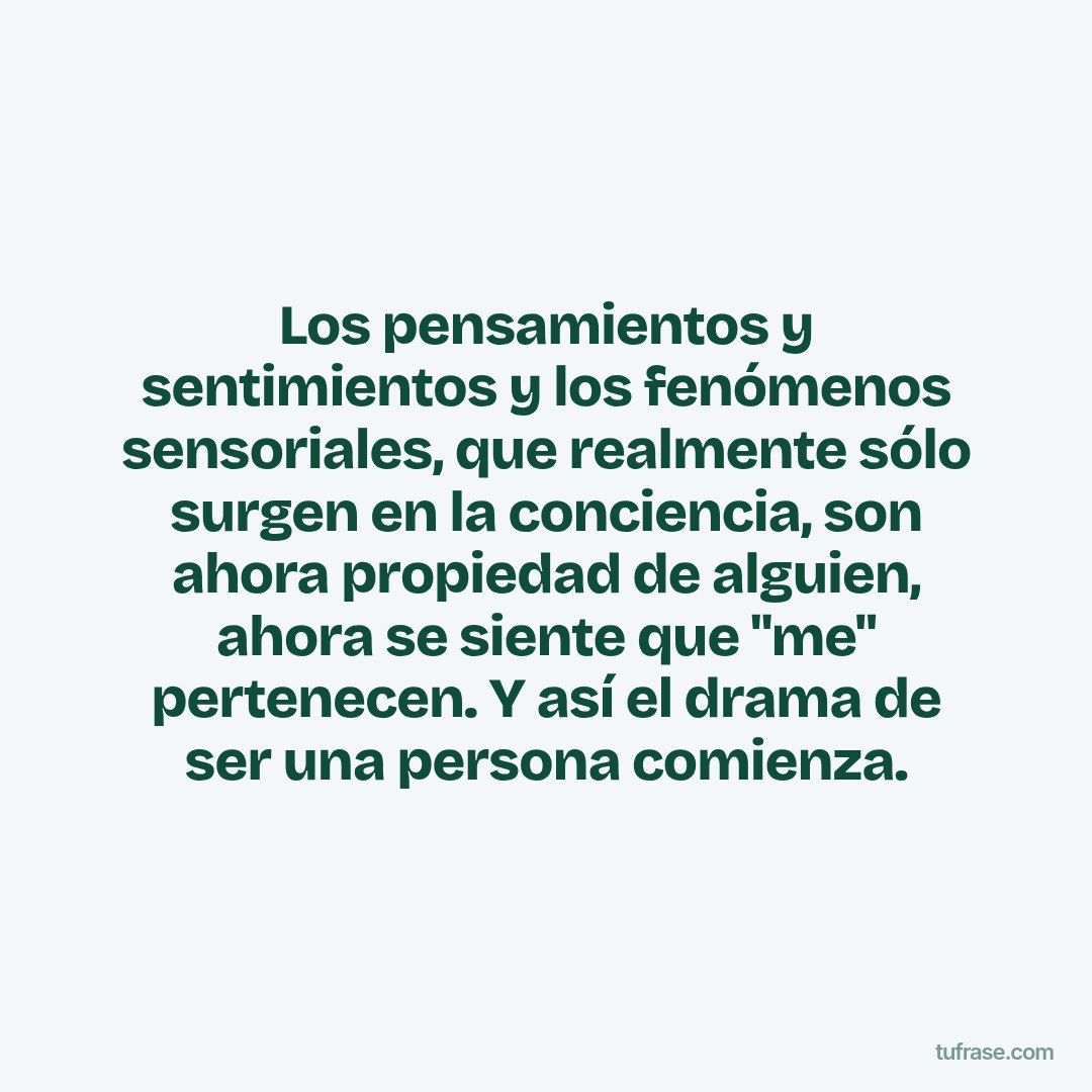 Los pensamientos y sentimientos y los fenómenos sensoriales, que realmente sólo surgen en la conciencia, son ahora propiedad de alguien, ahora se siente que "me" pertenecen. Y así el drama de ser una persona comienza.