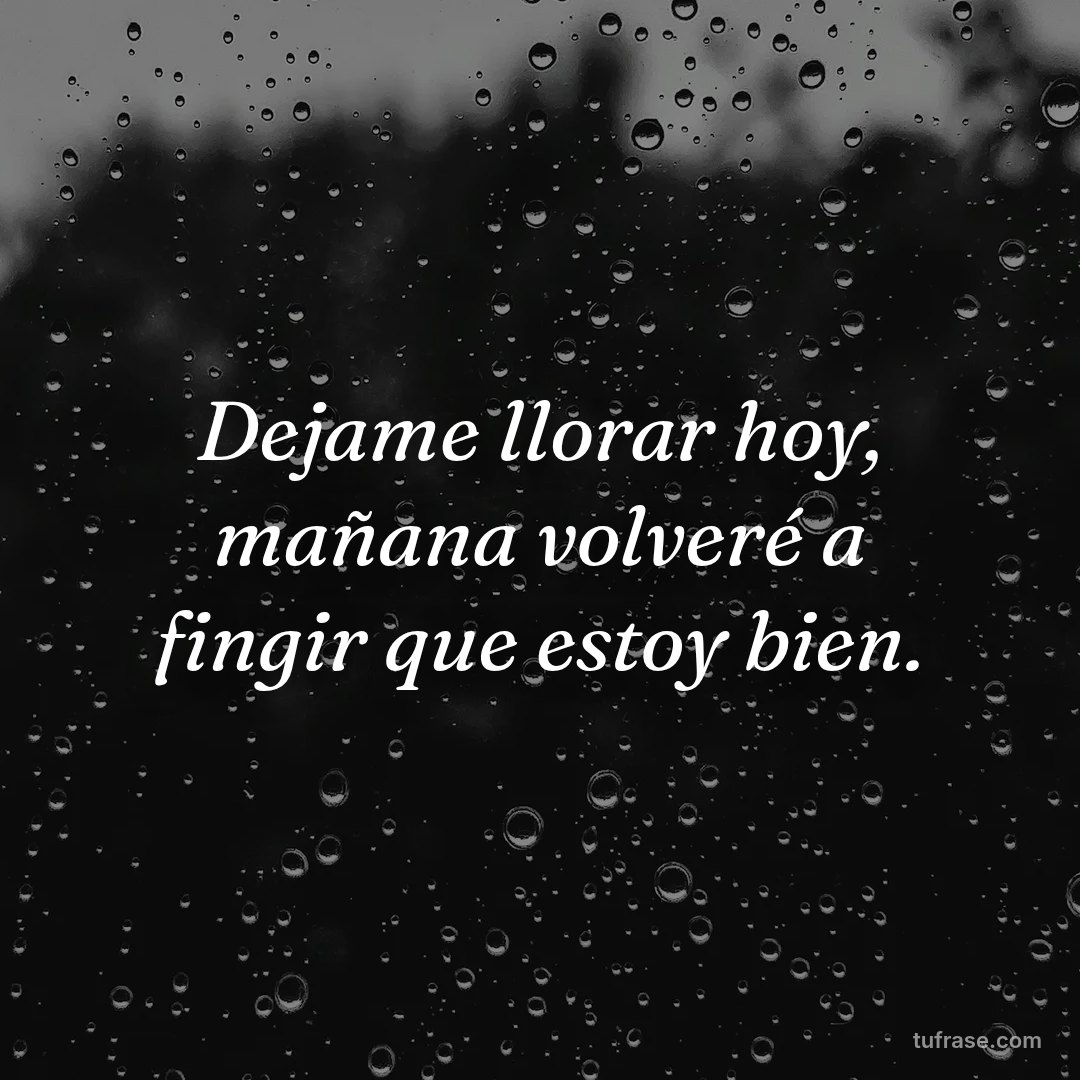 Dejame llorar hoy, mañana volveré a fingir que estoy bien.