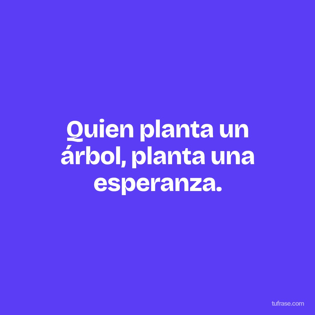 Quien planta un árbol, planta una esperanza.