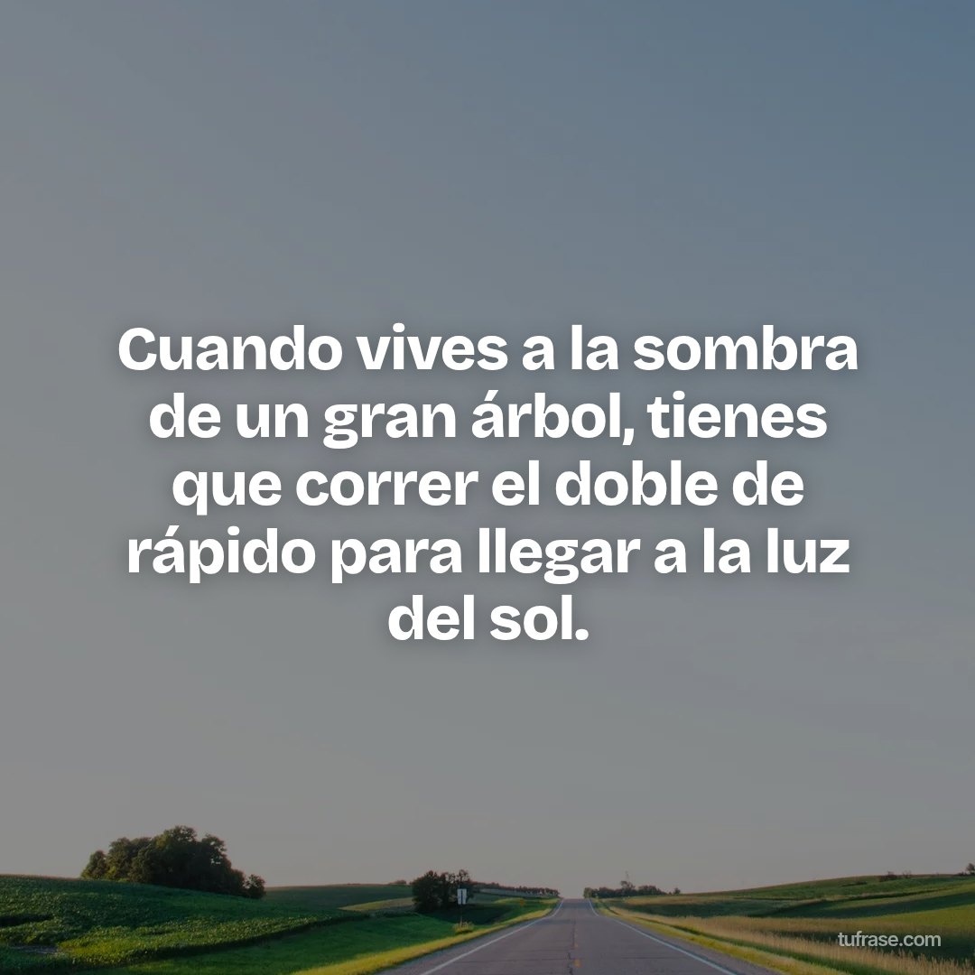 Cuando vives a la sombra de un gran árbol, tienes que correr el doble de rápido para llegar a la luz del sol.