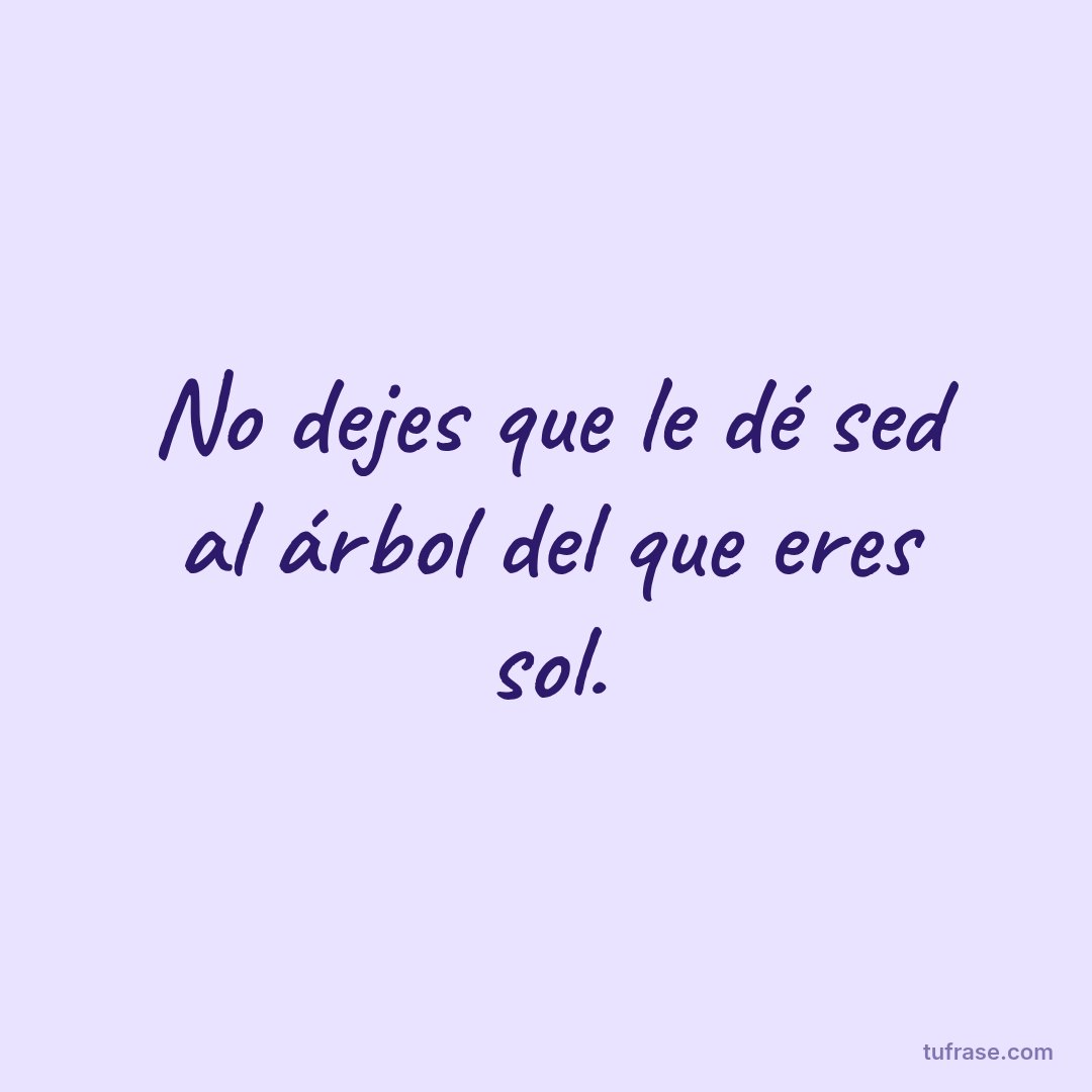 No dejes que le dé sed al árbol del que eres sol.