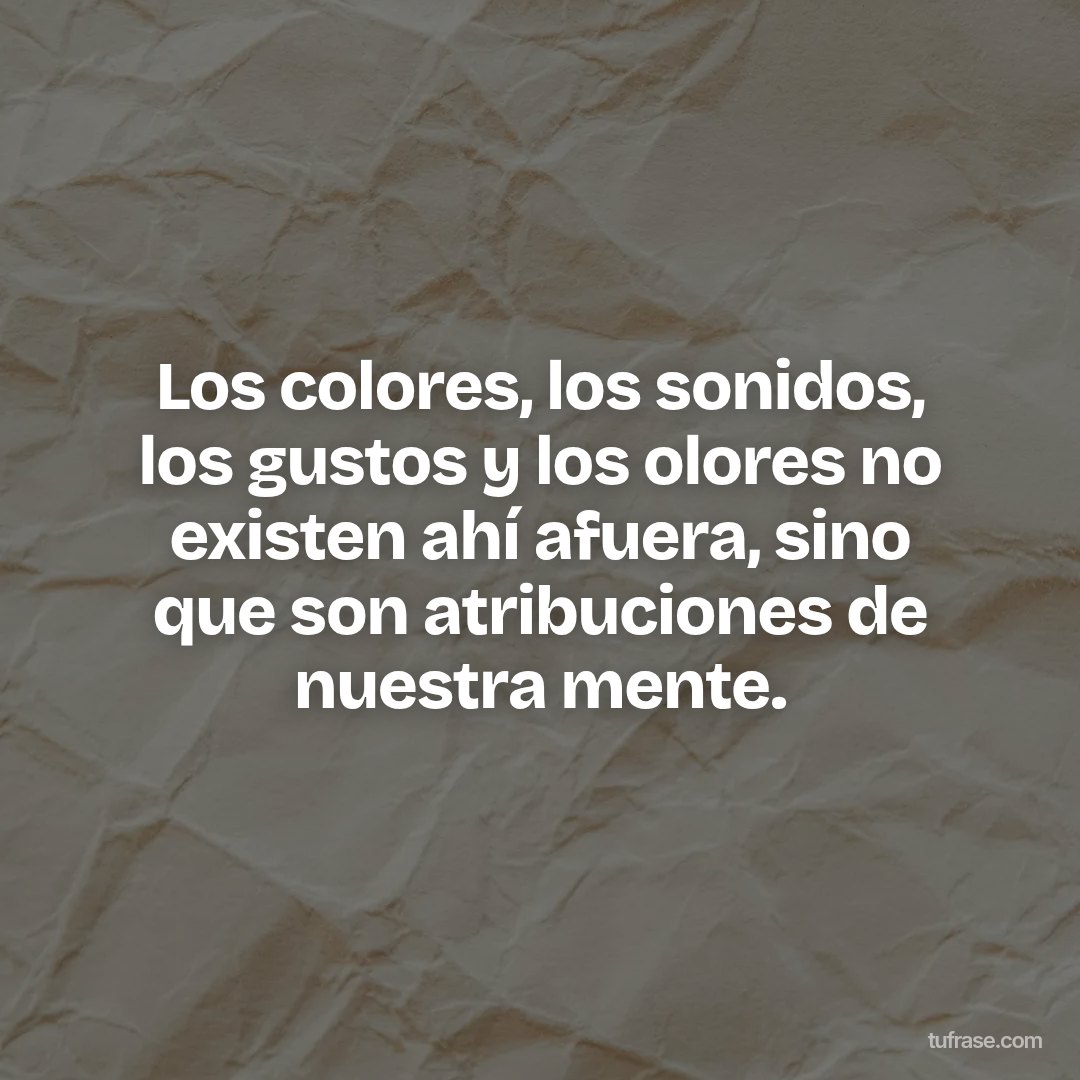 Los colores, los sonidos, los gustos y los olores no existen ahí afuera, sino que son atribuciones de nuestra mente.