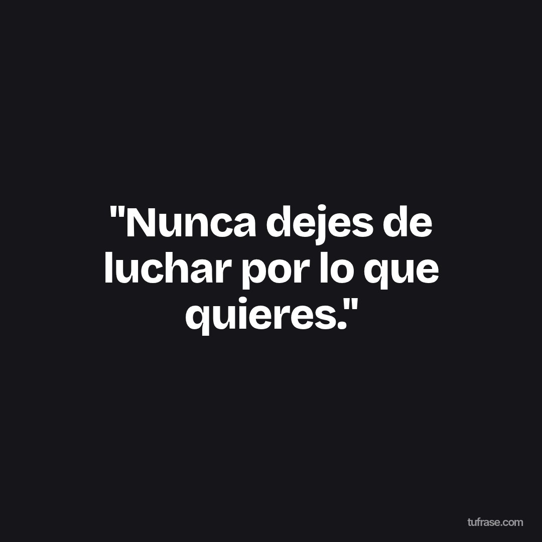 ''Nunca dejes de luchar por lo que quieres.''