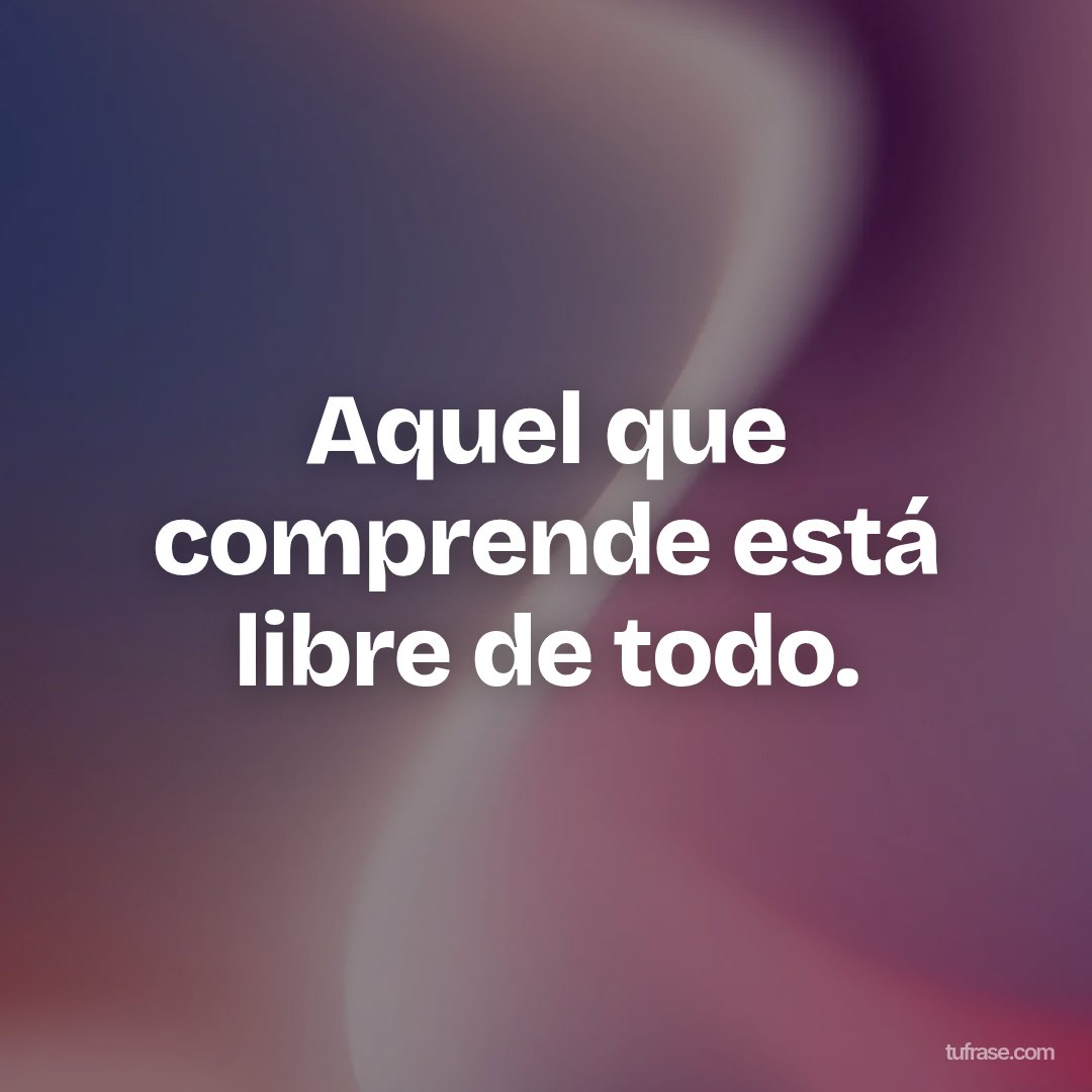 Aquel que comprende está libre de todo.