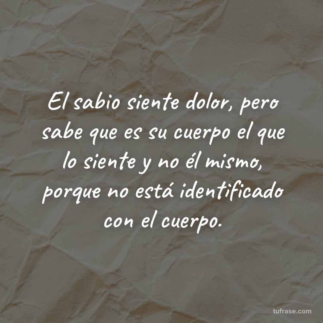 El sabio siente dolor, pero sabe que es su cuerpo el que lo siente y no él mismo, porque no está identificado con el cuerpo.