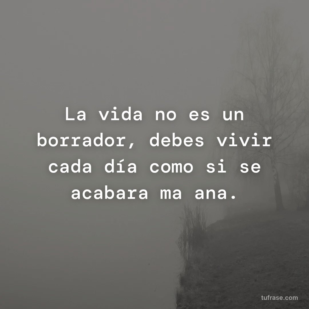 La vida no es un borrador, debes vivir cada día como si se acabara mañana.
