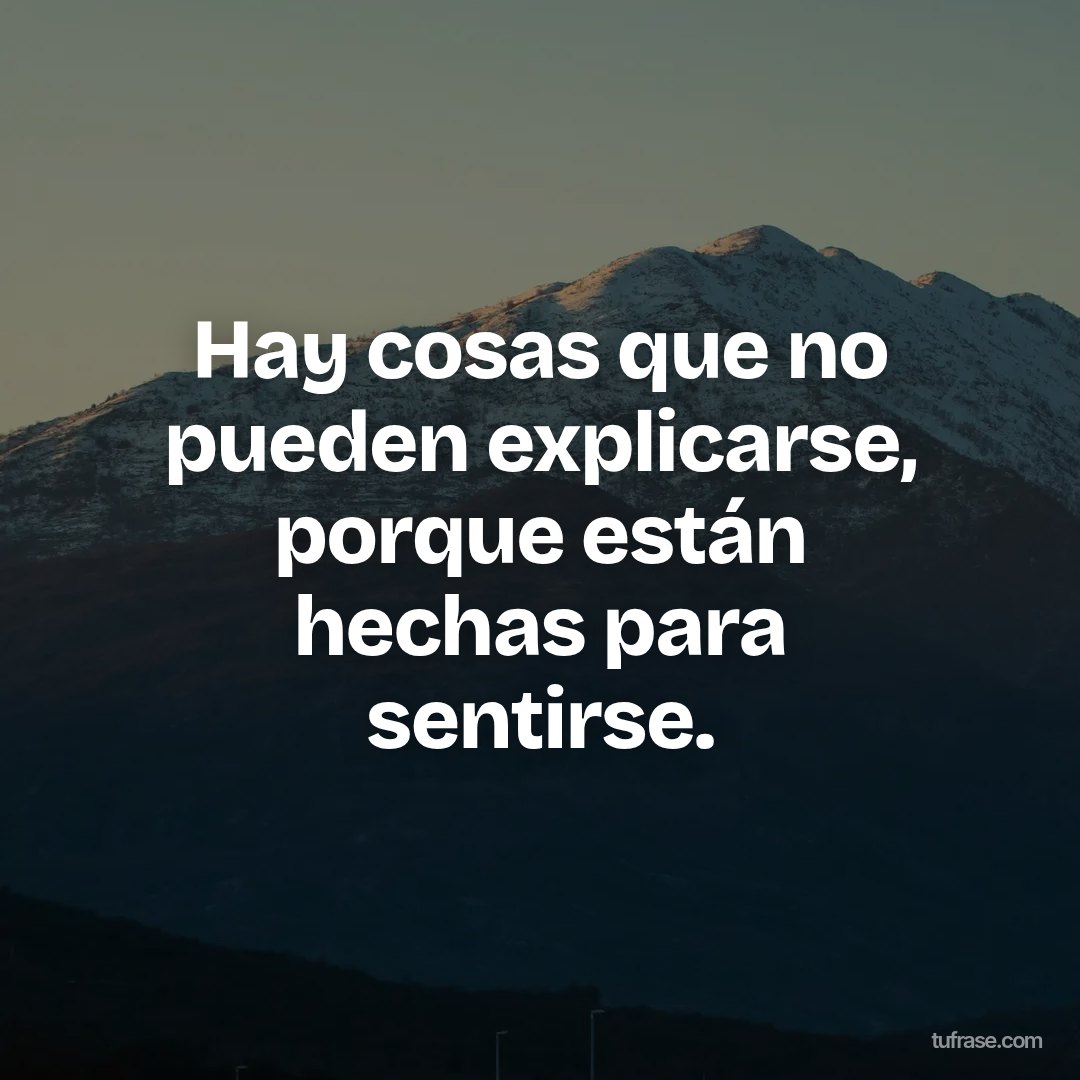 Hay cosas que no pueden explicarse, porque están hechas para sentirse.