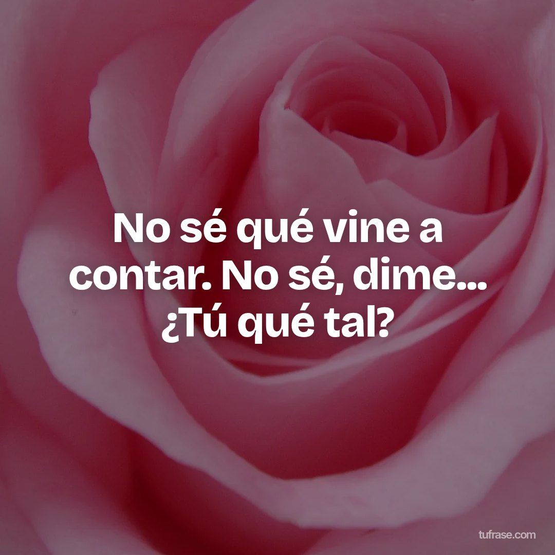 No sé qué vine a contar. No sé, dime... ¿Tú qué tal?