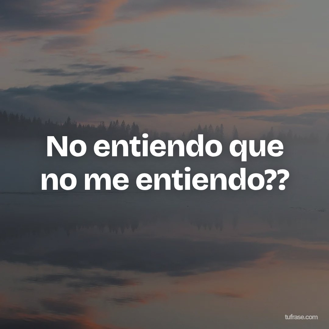 No entiendo que no me entiendo??