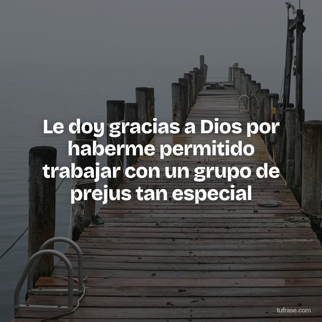 Le doy gracias a Dios por haberme permitido trabajar con un grupo de prejus tan especial