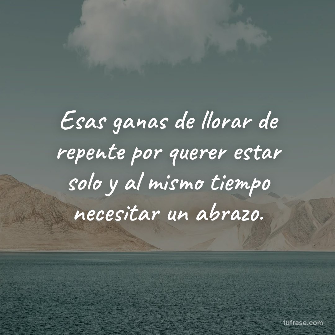 Esas ganas de llorar de repente por querer estar solo y al mismo tiempo necesitar un abrazo.