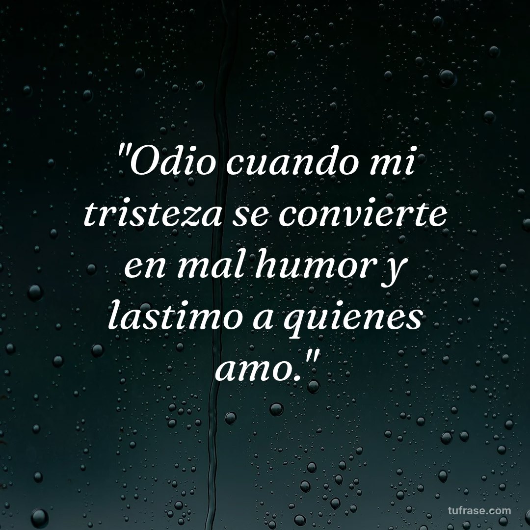 "Odio cuando mi tristeza se convierte en mal humor y lastimo a quienes amo."