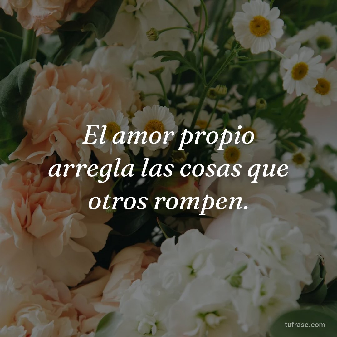 El amor propio arregla las cosas que otros rompen.