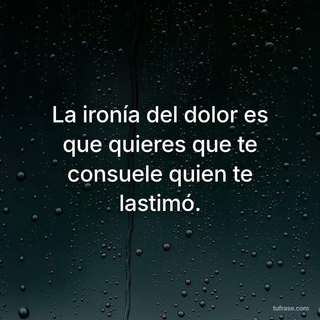 La ironía del dolor es que quieres que te consuele quien te lastimó.