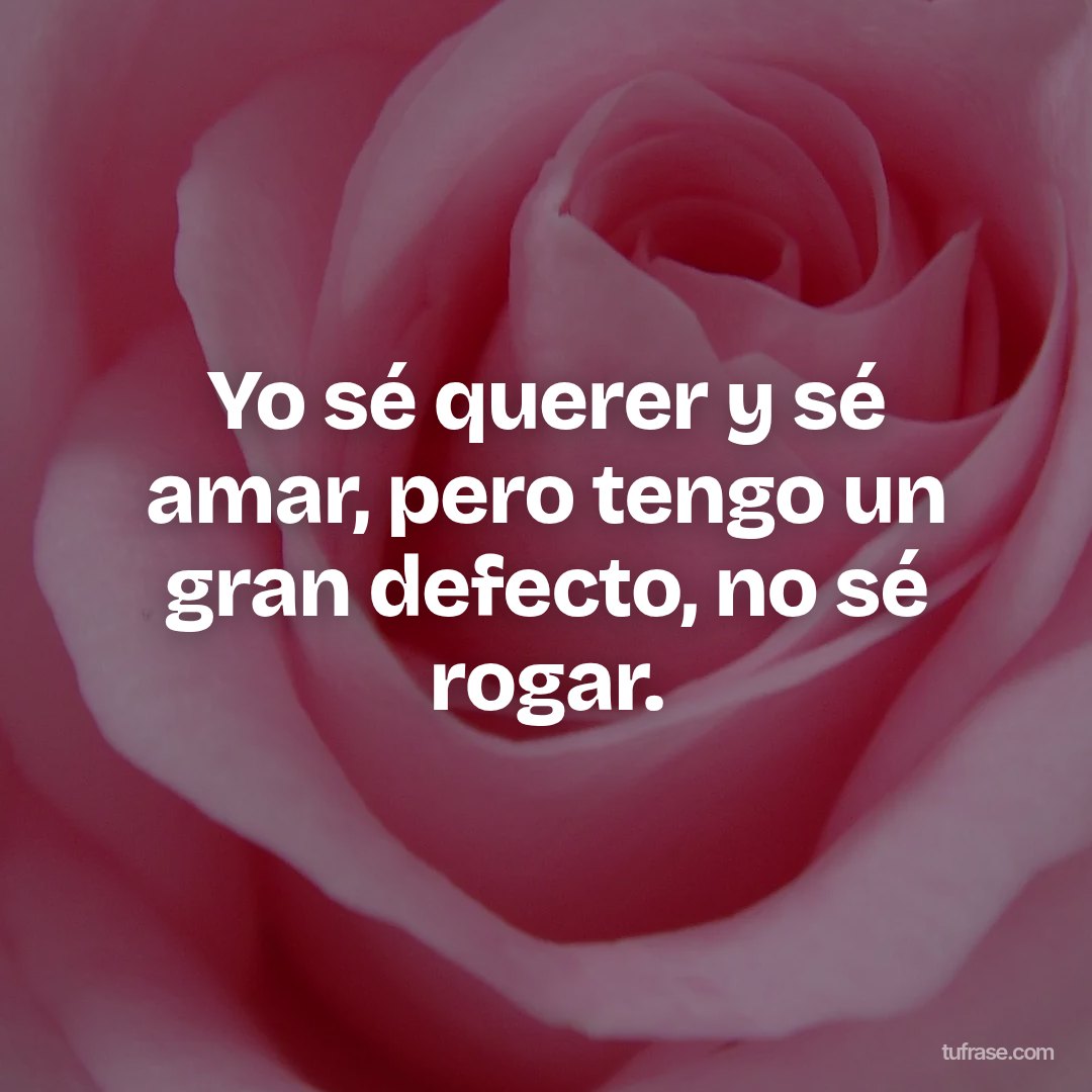 Yo sé querer y sé amar, pero tengo un gran defecto, no sé rogar.