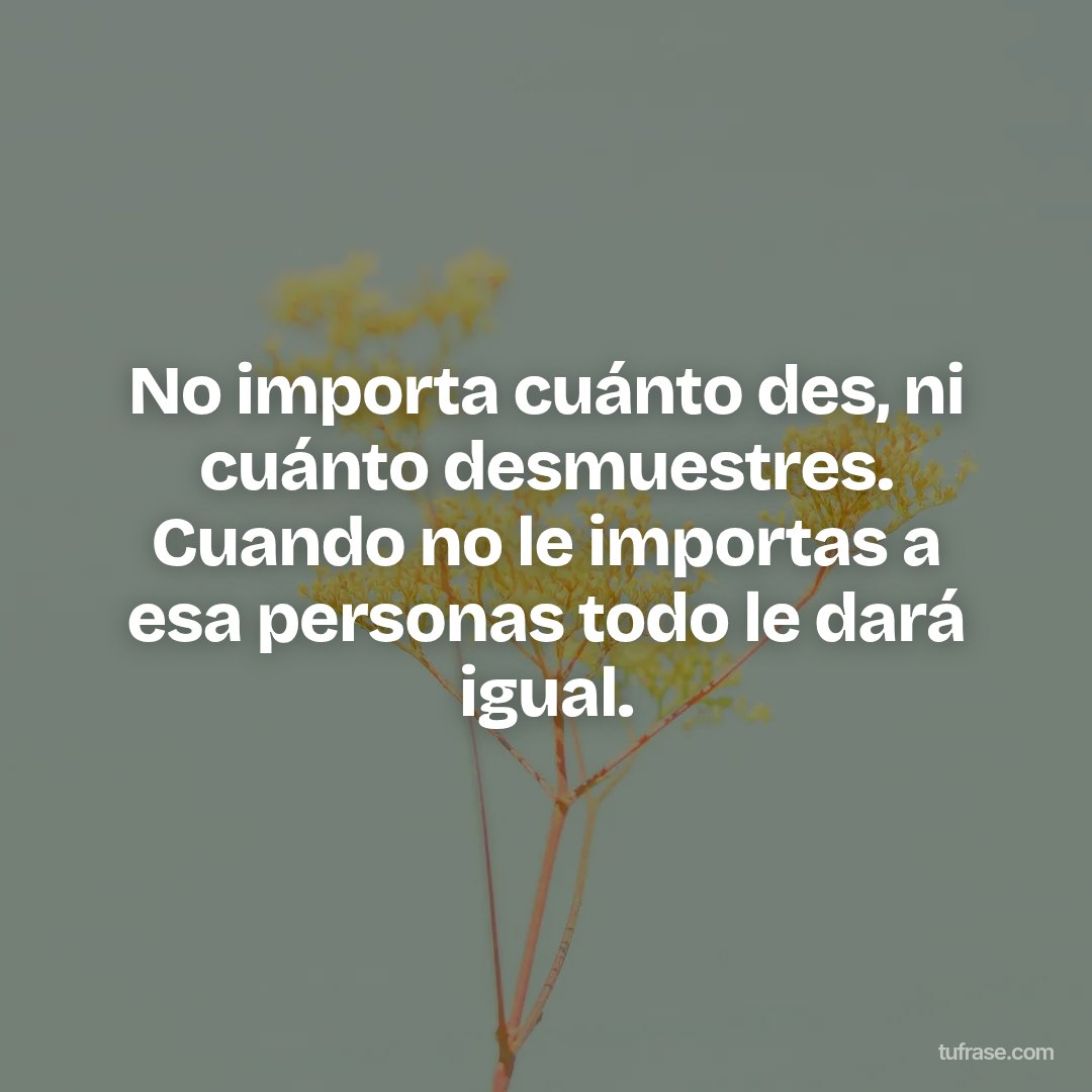 No importa cuánto des, ni cuánto desmuestres. Cuando no le importas a esa personas todo le dará igual.