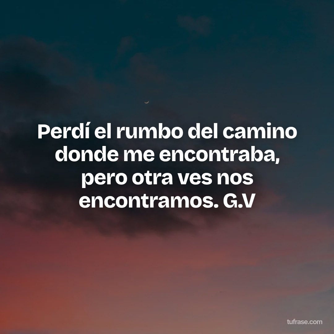 Perdí el rumbo del camino donde me encontraba, pero otra ves nos encontramos. G.V