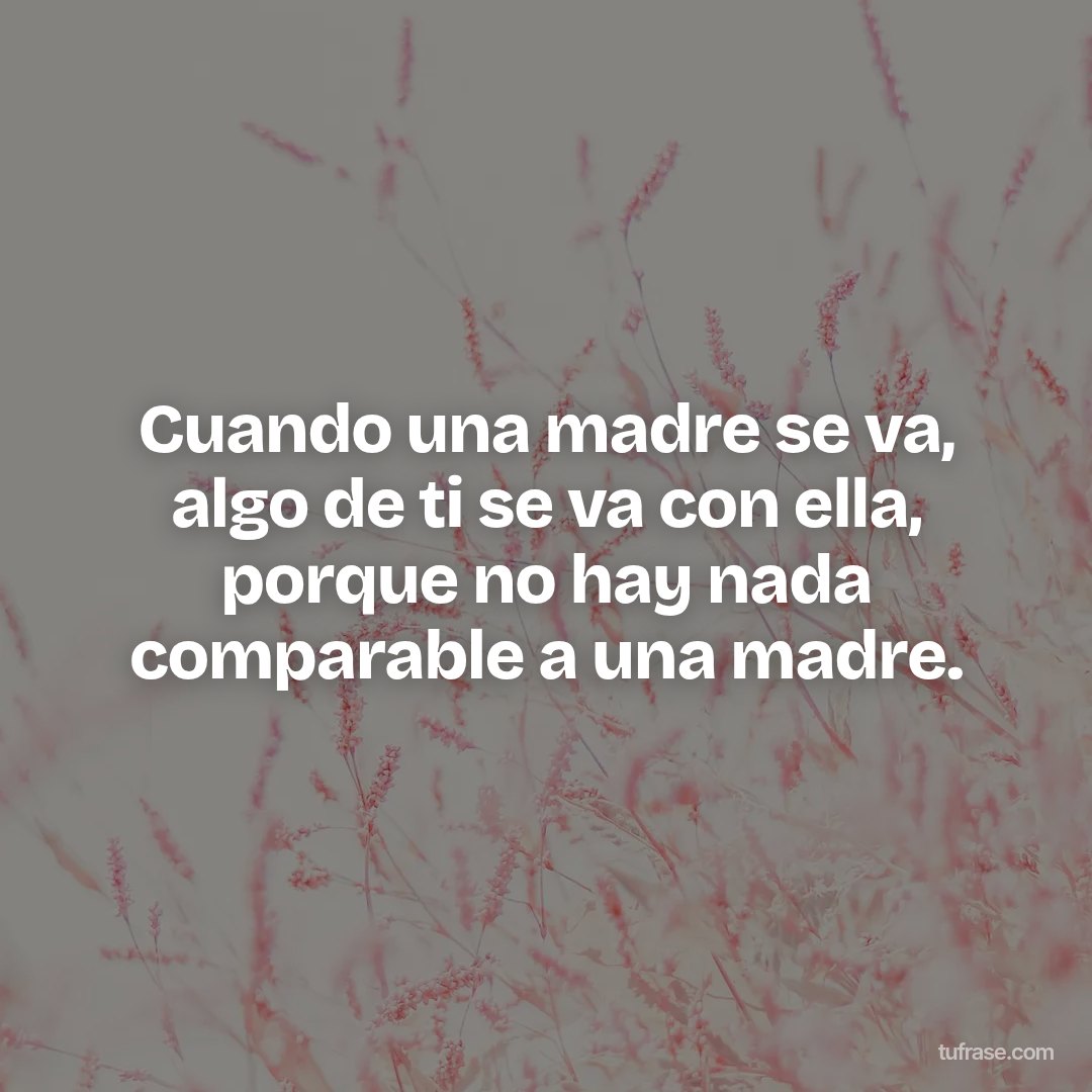 Cuando una madre se va, algo de ti se va con ella, porque no hay nada comparable a una madre.