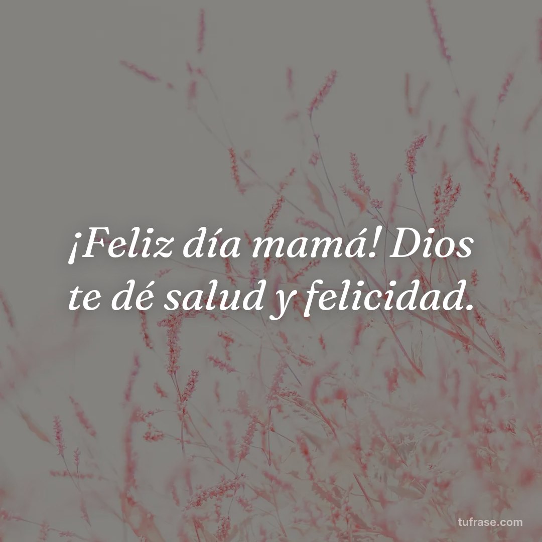 ¡Feliz día mamá! Dios te dé salud y felicidad.