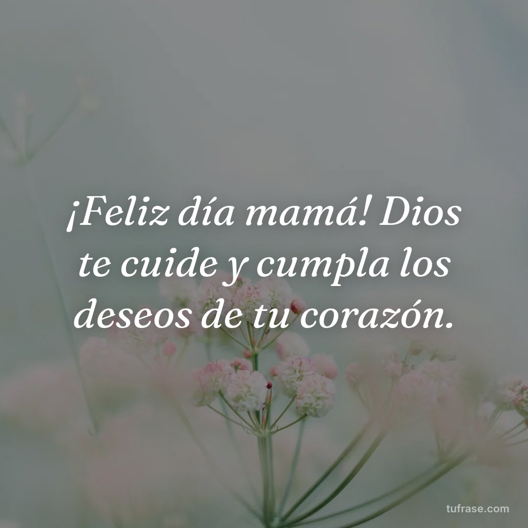 ¡Feliz día mamá! Dios te cuide y cumpla los deseos de tu corazón.