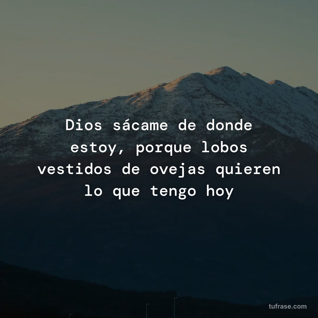 Dios sácame de donde estoy, porque lobos vestidos de ovejas quieren lo que tengo hoy
